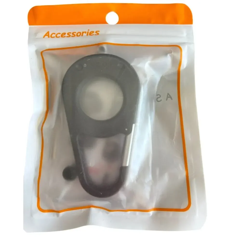 Black AirTag Holder Case with Carabiner Clip Keychain – New